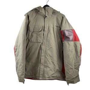 Jansport Jupiter II Parka Hooded Coat Mens XL Khaki Orange Sherpa Lined